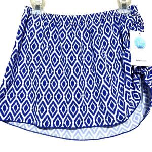 Zuma Blu Small Blue Print Swim Outdoors Skirt w/Ruching At The Sides NWT